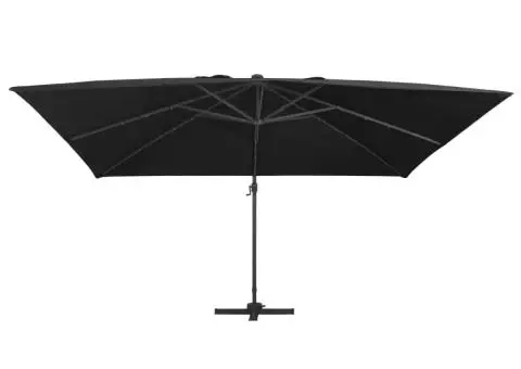 Umbrelă suspendată cu LED și stâlp aluminiu negru 400x300 cm - 2/5