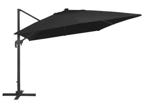 Umbrelă suspendată cu LED și stâlp aluminiu negru 400x300 cm - 3/5