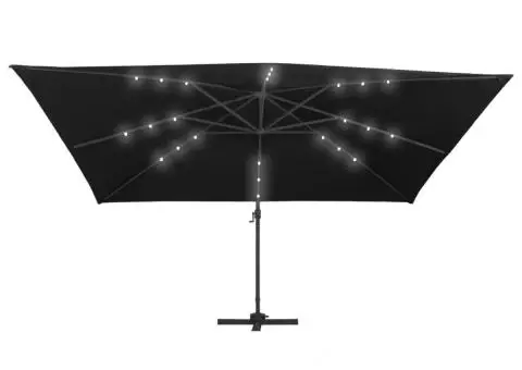 Umbrelă suspendată cu LED și stâlp aluminiu negru 400x300 cm - 4/5