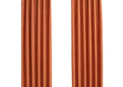 Draperii opace cu cârlige, 2 buc., ruginiu, 140 x 225 cm - 2/5