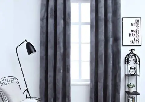 Draperii opace cu inele, 2 buc., antracit, 140x225 cm, catifea - 1/5