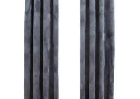 Draperii opace cu inele, 2 buc., antracit, 140x225 cm, catifea - 2/5