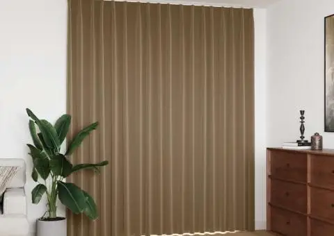 Draperie opacă, gri taupe, 290 x 245 cm, cu cârlige - 1/5