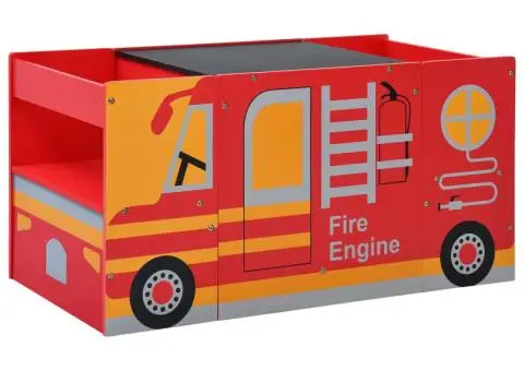 Set masă și scaune copii, 3 piese, mașină de pompieri, lemn - 1/5
