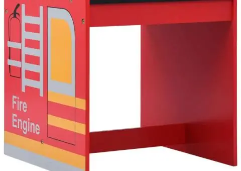 Set masă și scaune copii, 3 piese, mașină de pompieri, lemn - 3/5