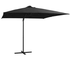 vidaXL Umbrelă în consolă cu LED, stâlp din oțel, negru, 250x250 cm