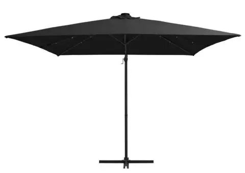 Umbrelă în consolă cu LED, stâlp din oțel, negru, 250x250 cm - 2/5