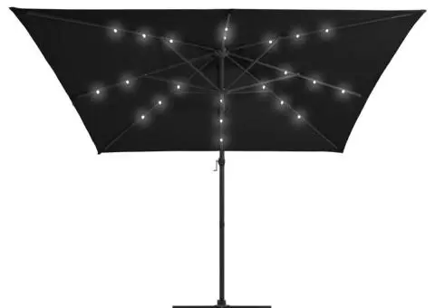 Umbrelă în consolă cu LED, stâlp din oțel, negru, 250x250 cm - 3/5