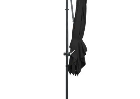 Umbrelă în consolă cu LED, stâlp din oțel, negru, 250x250 cm - 5/5