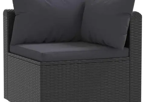 Set mobilier de grădină cu perne, 5 piese, negru, poliratan - 3/5