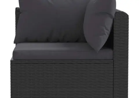 Set mobilier de grădină cu perne, 5 piese, negru, poliratan - 4/5