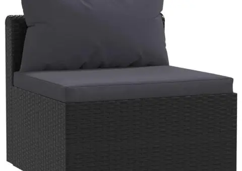 Set mobilier de grădină cu perne, 5 piese, negru, poliratan - 5/5