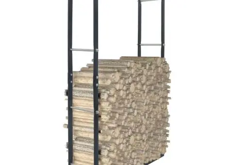 Rastel pentru lemne de foc, negru, 80x25x150 cm, oțel - 1/5