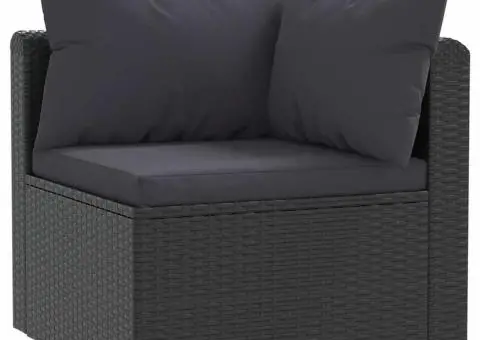 Set mobilier de grădină cu perne, 2 piese, negru, poliratan - 3/5