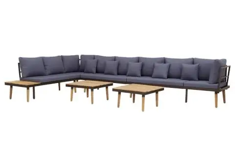 Set mobilier de grădină 8 locuri cu perne lemn masiv de acacia - 2/5