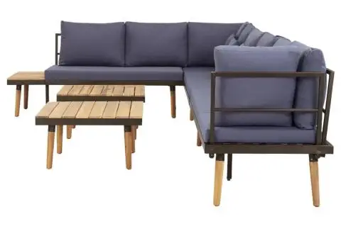 Set mobilier de grădină 8 locuri cu perne lemn masiv de acacia - 4/5