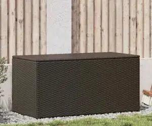 vidaXL Ladă de depozitare de grădină, maro, 100x50x50 cm, poliratan
