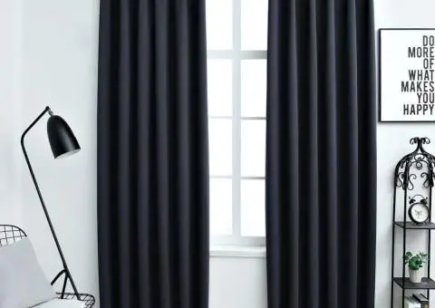 Draperii opace cu cârlige, 2 buc., antracit, 140 x 175 cm - 1/5