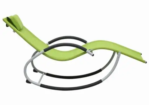 Șezlong cu pernă, verde, textilenă - 3/5