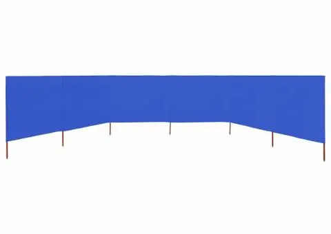 Paravan anti-vânt cu 6 panouri, azur, 800 x 80 cm, textil - 3/5