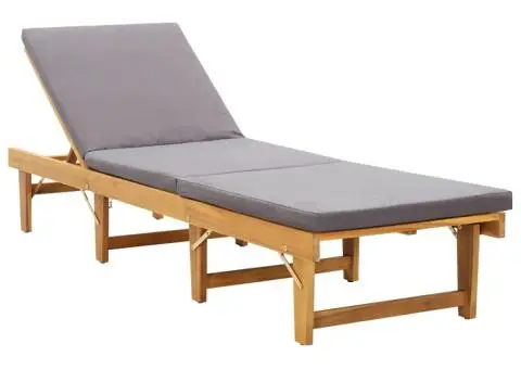 Șezlong pliabil cu pernă, lemn masiv de acacia - 1/5