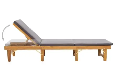 Șezlong pliabil cu pernă, lemn masiv de acacia - 2/5