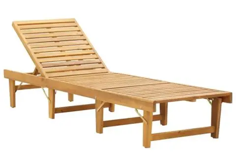 Șezlong pliabil cu pernă, lemn masiv de acacia - 3/5