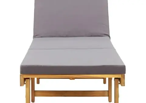 Șezlong pliabil cu pernă, lemn masiv de acacia - 4/5