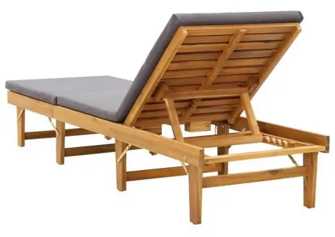 Șezlong pliabil cu pernă, lemn masiv de acacia - 5/5