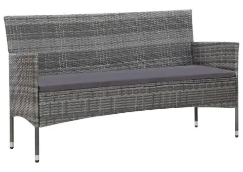 Set mobilier de grădină cu perne, 4 piese, gri, poliratan - 2/5