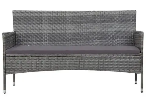 Set mobilier de grădină cu perne, 4 piese, gri, poliratan - 3/5