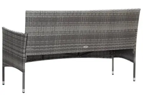 Set mobilier de grădină cu perne, 4 piese, gri, poliratan - 4/5