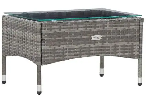 Set mobilier de grădină cu perne, 4 piese, gri, poliratan - 5/5