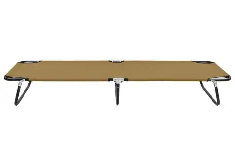 Șezlong pliabil, gri taupe, oțel - 2/5