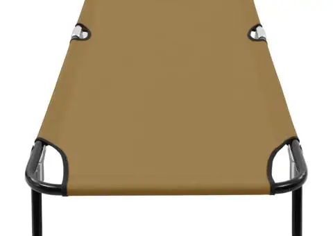 Șezlong pliabil, gri taupe, oțel - 5/5