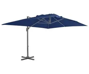 vidaXL Umbrelă în consolă cu stâlp din aluminiu, albastru azur, 4x3 m