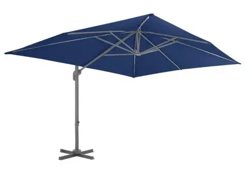 Umbrelă în consolă cu stâlp din aluminiu, albastru azur, 4x3 m - 2/5