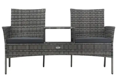 Canapea de grădină 2 locuri măsuță de ceai antracit poliratan - 2/5
