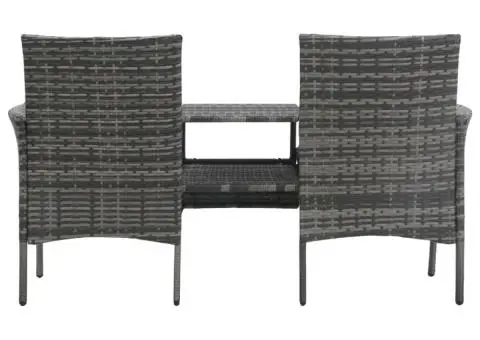 Canapea de grădină 2 locuri măsuță de ceai antracit poliratan - 3/5