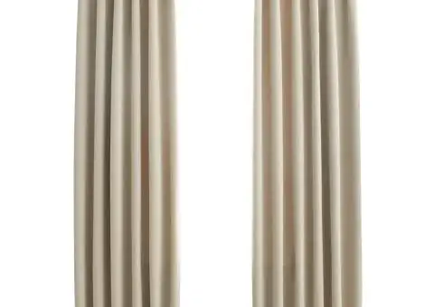 Draperii opace cu cârlige, 2 buc., bej, 140 x 245 cm - 2/5