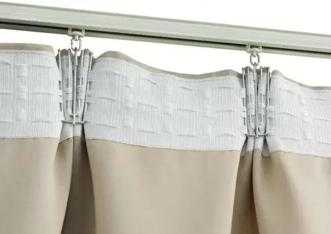 Draperii opace cu cârlige, 2 buc., bej, 140 x 245 cm - 3/5