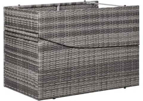 Șezlong cu pernă, gri, poliratan - 4/5