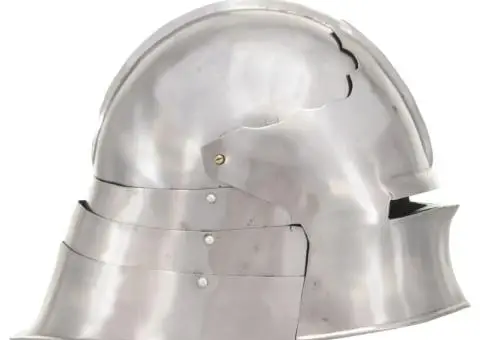 Coif cavaler medieval antic, jocuri pe roluri, argintiu, oțel - 4/5