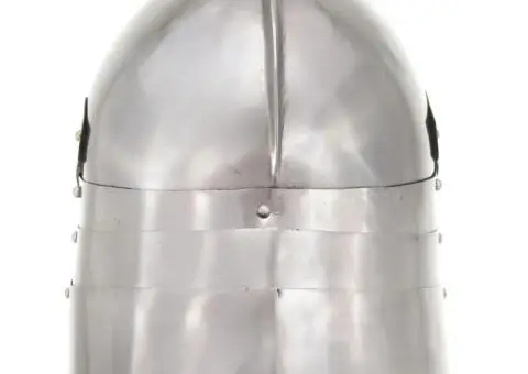 Coif cavaler medieval antic, jocuri pe roluri, argintiu, oțel - 5/5