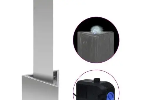 Fântână de grădină, argintiu, 37,7x32,6x110 cm, oțel inoxidabil - 2/5