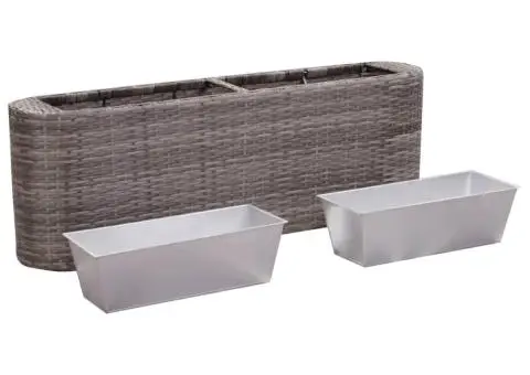 Strat înălțat de grădină gri 120x24x40 cm poliratan - 2/5