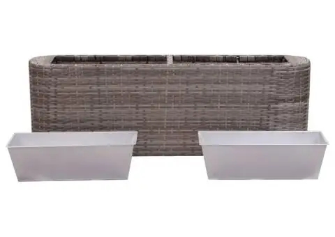 Strat înălțat de grădină gri 120x24x40 cm poliratan - 3/5