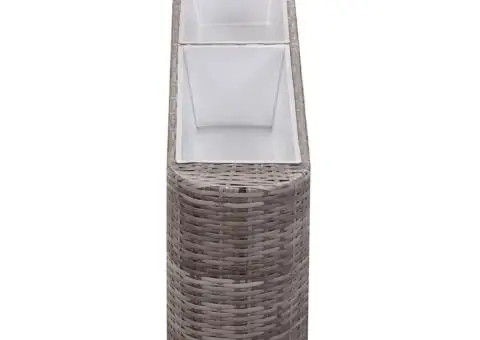 Strat înălțat de grădină gri 120x24x40 cm poliratan - 5/5