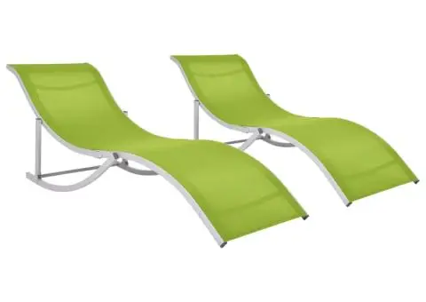 Șezlonguri pliabile, 2 buc., verde, textilenă - 1/5