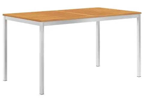 Masă de grădină 140x80x75 cm lemn de acacia & oțel inoxidabil - 1/5